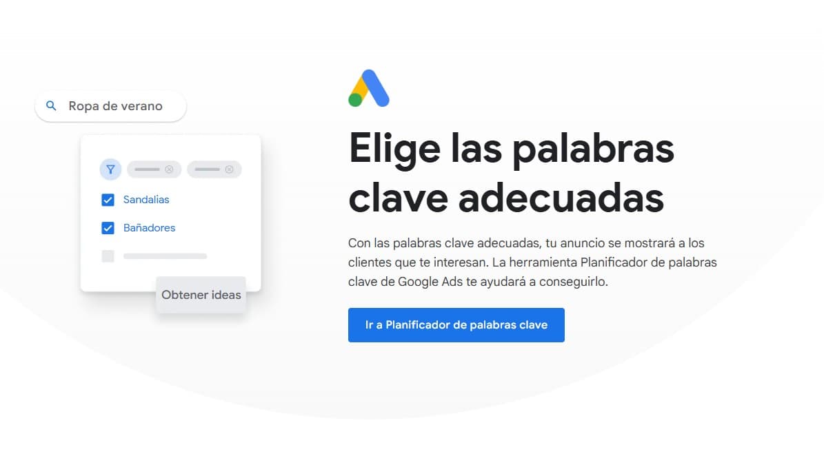 descubre palabras clave con keyword planner de google