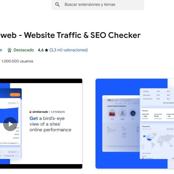 información de tráfico y estadísticas con similarweb