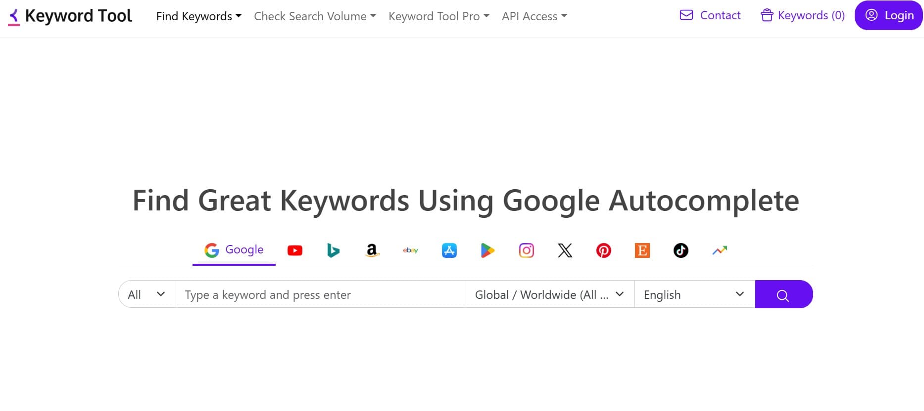 herramienta que sugiere palabras clave keyword tool